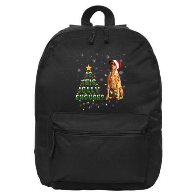 Is This Jolly Enough Rhodesian Ridgeback Dog Light Christmas 16 in Basic Backpack