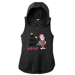 Is This Jolly Enough Piglet Christmas Ladies PosiCharge Tri-Blend Wicking Draft Hoodie Tank