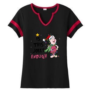 Is This Jolly Enough Piglet Christmas Ladies Halftime Notch Neck Tee