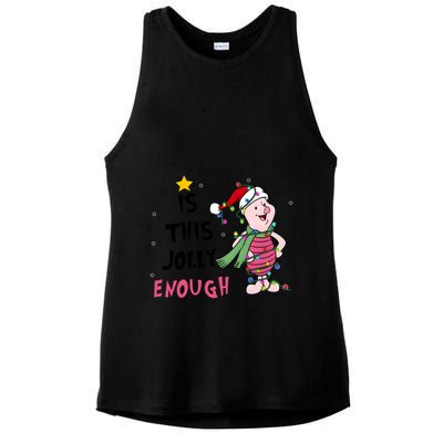 Is This Jolly Enough Piglet Christmas Ladies PosiCharge Tri-Blend Wicking Tank