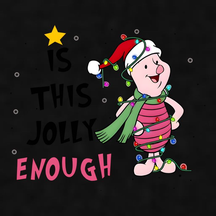 Is This Jolly Enough Piglet Christmas Ladies PosiCharge Tri-Blend Wicking Tank