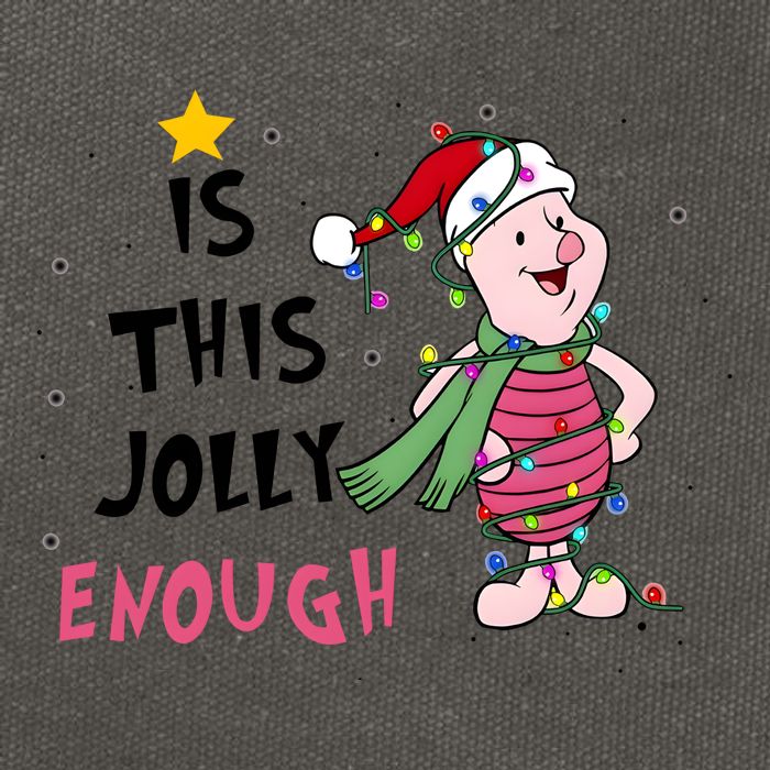 Is This Jolly Enough Piglet Christmas Cotton Canvas Backpack
