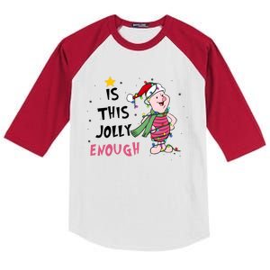 Is This Jolly Enough Piglet Christmas Kids Colorblock Raglan Jersey