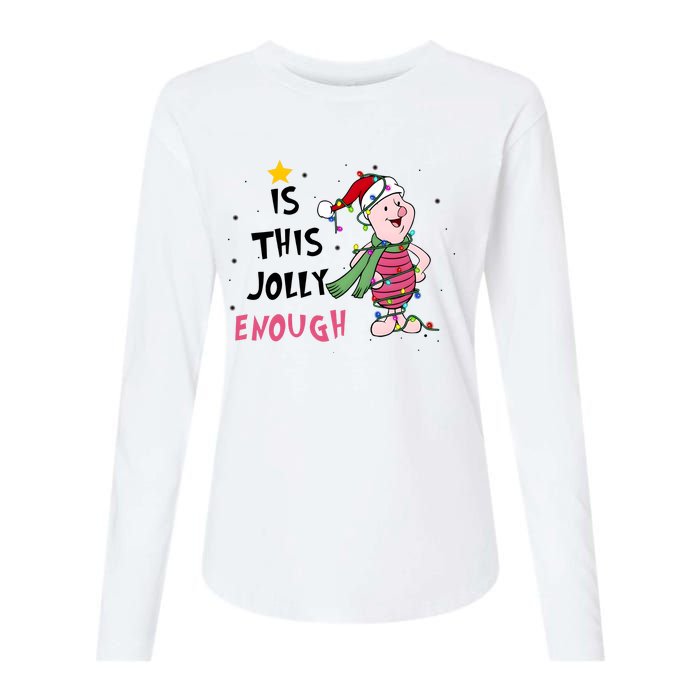 Is This Jolly Enough Piglet Christmas Womens Cotton Relaxed Long Sleeve T-Shirt