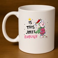 Is This Jolly Enough Piglet Christmas 11oz C Handle Ceramic Mug
