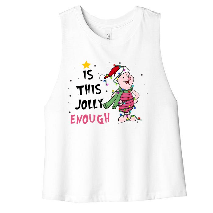 Is This Jolly Enough Piglet Christmas Women's Racerback Cropped Tank