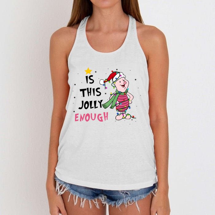 Is This Jolly Enough Piglet Christmas Women's Knotted Racerback Tank