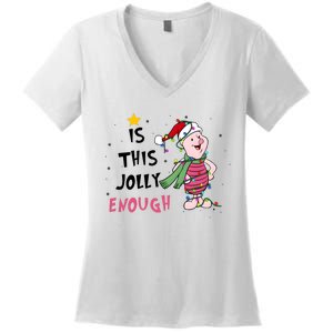 Is This Jolly Enough Piglet Christmas Women's V-Neck T-Shirt