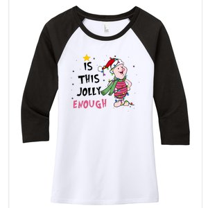 Is This Jolly Enough Piglet Christmas Women's Tri-Blend 3/4-Sleeve Raglan Shirt