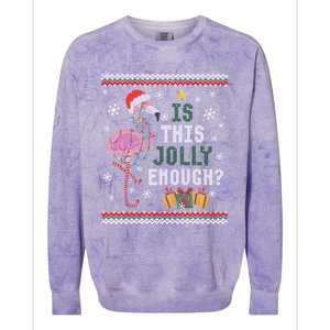 Is This Jolly Enough Flamingo Christmas Ugly Xmas Sweater Gift Colorblast Crewneck Sweatshirt