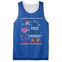 Is This Jolly Enough Flamingo Christmas Ugly Xmas Sweater Gift Mesh Reversible Basketball Jersey Tank