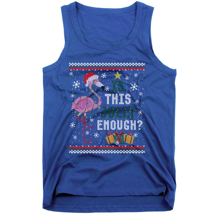 Is This Jolly Enough Flamingo Christmas Ugly Xmas Sweater Gift Tank Top