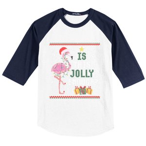 Is This Jolly Enough Flamingo Christmas Ugly Xmas Sweater Gift Baseball Sleeve Shirt