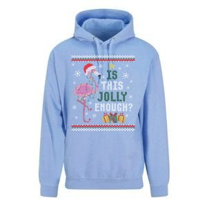 Is This Jolly Enough Flamingo Christmas Ugly Xmas Sweater Gift Unisex Surf Hoodie