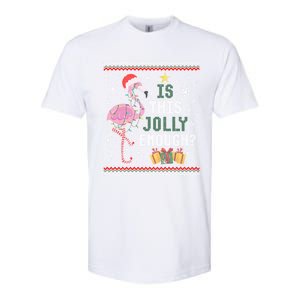 Is This Jolly Enough Flamingo Christmas Ugly Xmas Sweater Gift Softstyle CVC T-Shirt