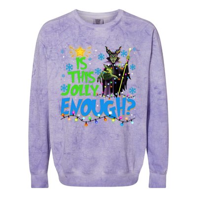 Is This Jolly Enough Maleficent Christmas Lights Villains Christmas Colorblast Crewneck Sweatshirt