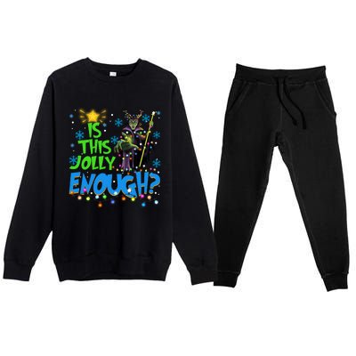 Is This Jolly Enough Maleficent Christmas Lights Villains Christmas Premium Crewneck Sweatsuit Set