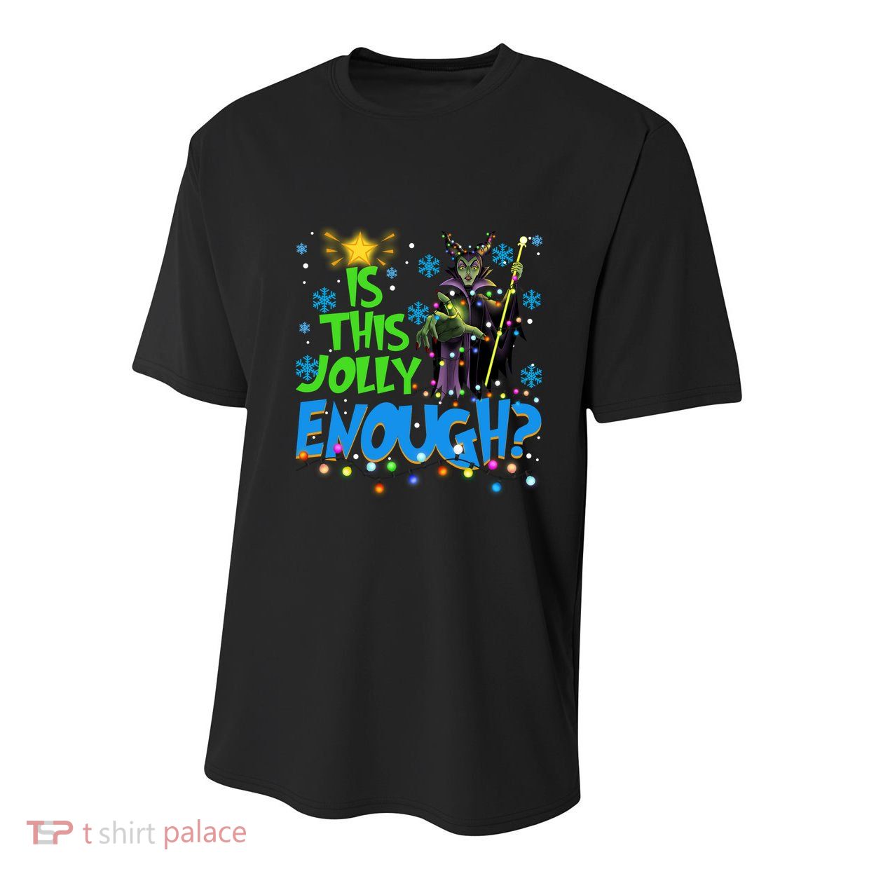 Is This Jolly Enough Maleficent Christmas Lights Villains Christmas Youth Performance Sprint T-Shirt