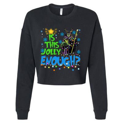 Is This Jolly Enough Maleficent Christmas Lights Villains Christmas Cropped Pullover Crew