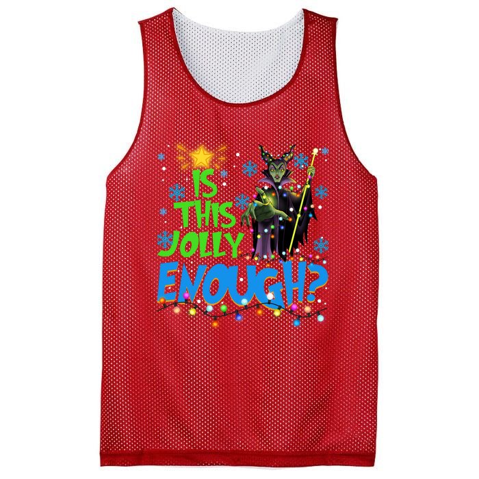 Is This Jolly Enough Maleficent Christmas Lights Villains Christmas Mesh Reversible Basketball Jersey Tank