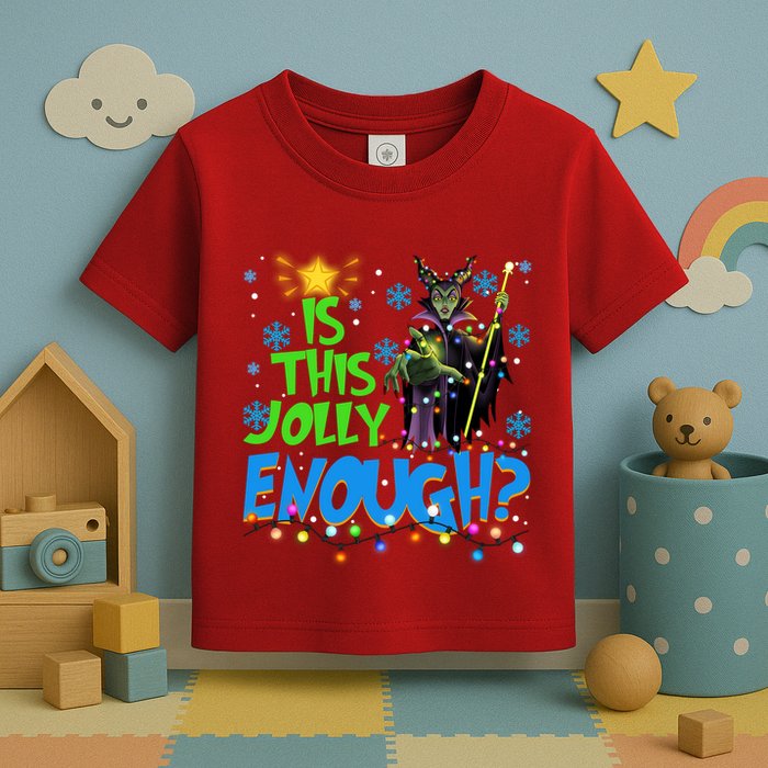Is This Jolly Enough Maleficent Christmas Lights Villains Christmas Toddler T-Shirt