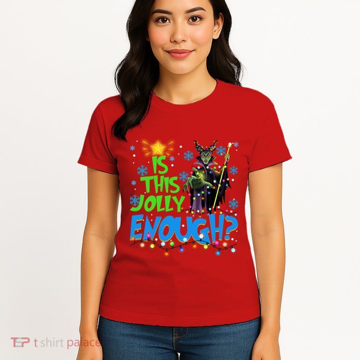 Is This Jolly Enough Maleficent Christmas Lights Villains Christmas Womens T-Shirt