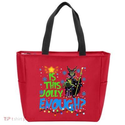 Is This Jolly Enough Maleficent Christmas Lights Villains Christmas Zip Tote Bag