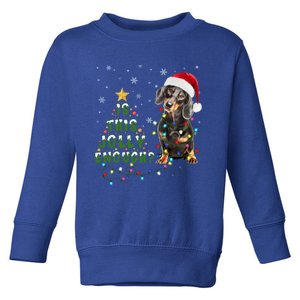 Is This Jolly Enough Santa Dachshund Light Christmas Toddler Sweatshirt