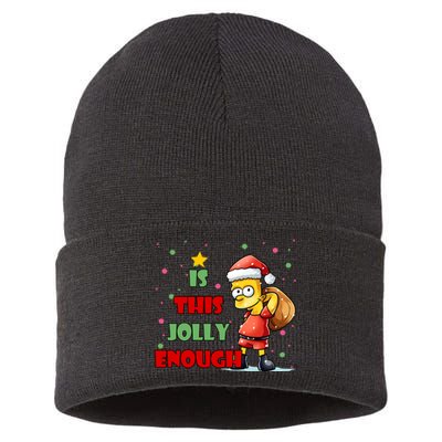 Is This Jolly Enough Funny Christmas Holiday Sustainable Knit Beanie