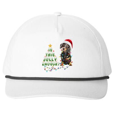 Is This Jolly Enough Santa Dachshund Light Christmas Gift Snapback Five-Panel Rope Hat