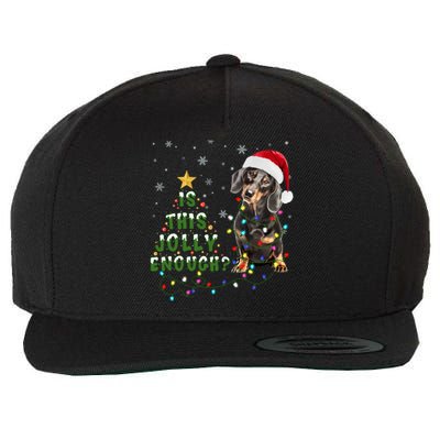 Is This Jolly Enough Santa Dachshund Light Christmas Gift Wool Snapback Cap