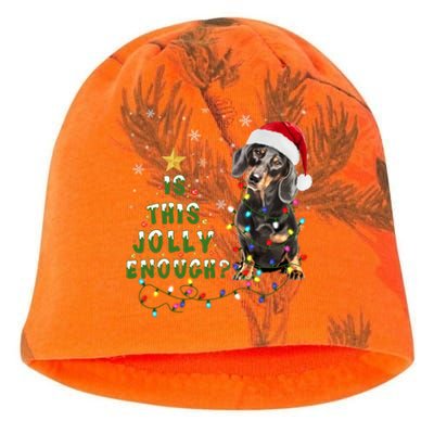 Is This Jolly Enough Santa Dachshund Light Christmas Gift Kati - Camo Knit Beanie