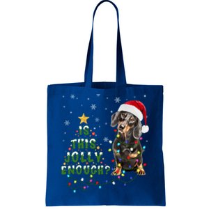 Is This Jolly Enough Santa Dachshund Light Christmas Gift Tote Bag