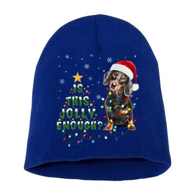 Is This Jolly Enough Santa Dachshund Light Christmas Gift Short Acrylic Beanie