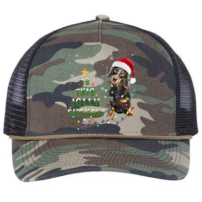 Is This Jolly Enough Santa Dachshund Light Christmas Gift Retro Rope Trucker Hat Cap