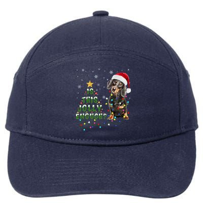 Is This Jolly Enough Santa Dachshund Light Christmas Gift 7-Panel Snapback Hat