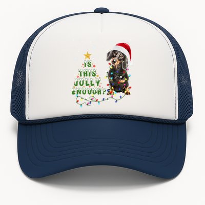 Is This Jolly Enough Santa Dachshund Light Christmas Gift Trucker Hat