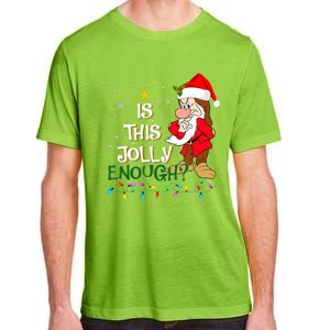 Is This Jolly Enough Grumpy Elf Pajama Christmas Lights Long Sleeve Adult ChromaSoft Performance T-Shirt