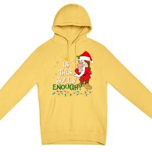 Is This Jolly Enough Grumpy Elf Pajama Christmas Lights Long Sleeve Premium Pullover Hoodie