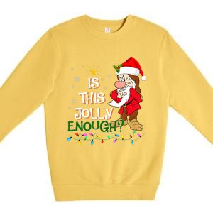 Is This Jolly Enough Grumpy Elf Pajama Christmas Lights Long Sleeve Premium Crewneck Sweatshirt