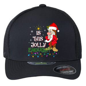 Is This Jolly Enough Grumpy Elf Pajama Christmas Lights Long Sleeve Flexfit Unipanel Trucker Cap