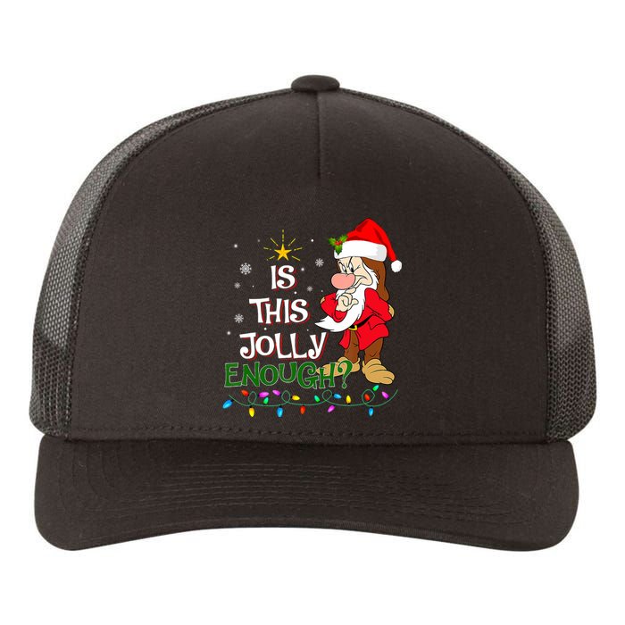 Is This Jolly Enough Grumpy Elf Pajama Christmas Lights Long Sleeve Yupoong Adult 5-Panel Trucker Hat