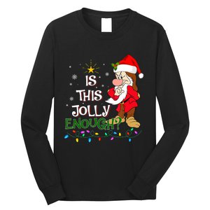 Is This Jolly Enough Grumpy Elf Pajama Christmas Lights Long Sleeve Long Sleeve Shirt