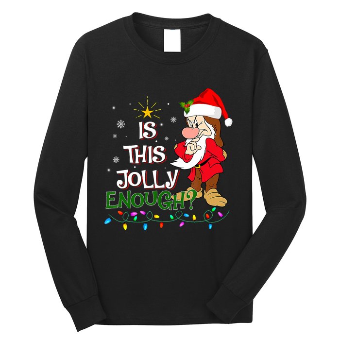 Is This Jolly Enough Grumpy Elf Pajama Christmas Lights Long Sleeve Long Sleeve Shirt