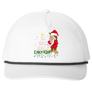 Is This Jolly Enough Grumpy Elf Pajama Christmas Lights Long Sleeve Snapback Five-Panel Rope Hat