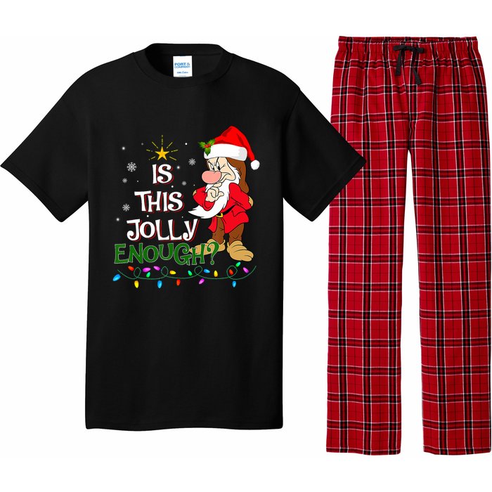 Is This Jolly Enough Grumpy Elf Pajama Christmas Lights Long Sleeve Pajama Set