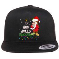 Is This Jolly Enough Grumpy Elf Pajama Christmas Lights Long Sleeve Flat Bill Trucker Hat