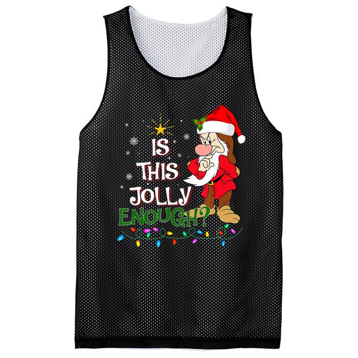 Is This Jolly Enough Grumpy Elf Pajama Christmas Lights Long Sleeve Mesh Reversible Basketball Jersey Tank