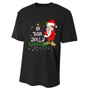 Is This Jolly Enough Grumpy Elf Pajama Christmas Lights Long Sleeve Performance Sprint T-Shirt