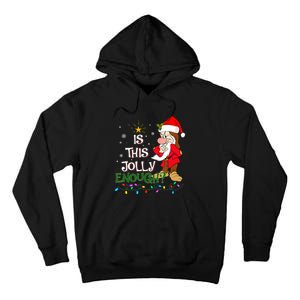 Is This Jolly Enough Grumpy Elf Pajama Christmas Lights Long Sleeve Tall Hoodie